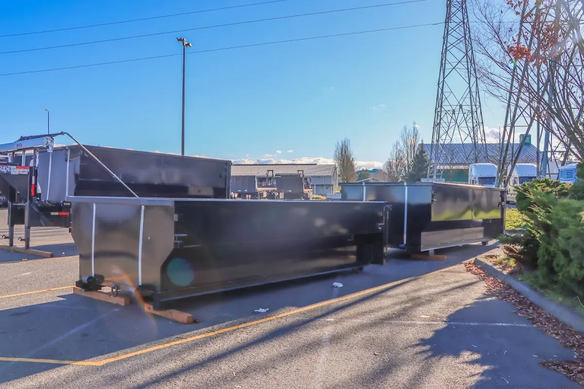 Roll-off dumpster ready for waste disposal at job site for Construction Dumpster Rental in Cottage Grove